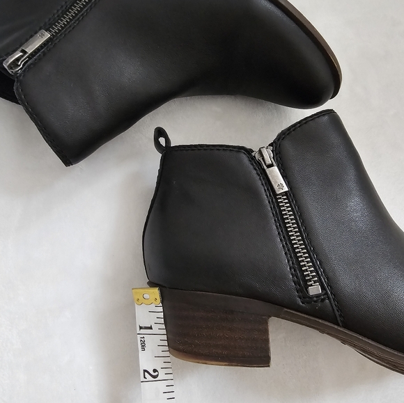 Lucky Brand Black Basel Smooth Leather Side Zip Block Heel Booties - Picture 7 of 15